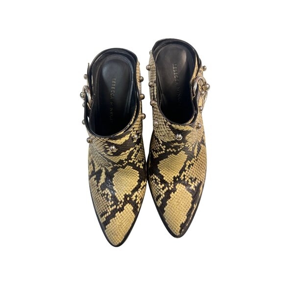 REBECCA MINKOFF Sallest Too Block Heel Mules Butter Exotic 8.5 Retail $198 - Picture 3 of 8